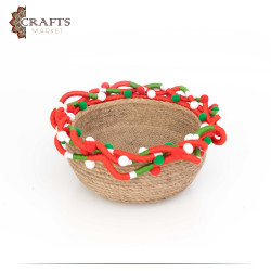 Handcrafted Multi-Color Round Burlap Plate with a Modern Design