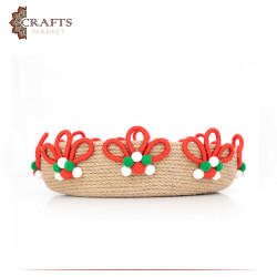 Handcrafted Multi-Color Oval Burlap Plate with a Design Inspired by the Berbers