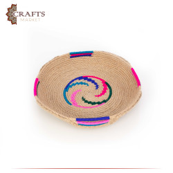 Handcrafted Multi-Color Round Burlap Plate with a Modern Design