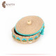 Handcrafted Duo-Color Round Burlap Covered Plate Set with an Indian Design, 2 PCs Handcrafted Duo-Color Round Burlap Covered Plate Set with an Indian Design, 2 PCs