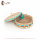 Handcrafted Duo-Color Round Burlap Covered Plate with an Indian Design Handcrafted Duo-Color Round Burlap Covered Plate with an Indian Design
