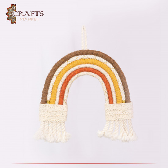 Handmade Multi-Color Macrame Wall Hanging in a Rainbow Design Handmade Multi-Color Macrame Wall Hanging in a Rainbow Design