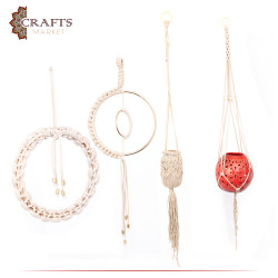 Handmade Due-Color Macrame Wall Hanging Set 4 pcs