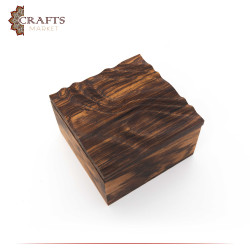 Handmade Due-Color Wooden Box with a Wave Design.