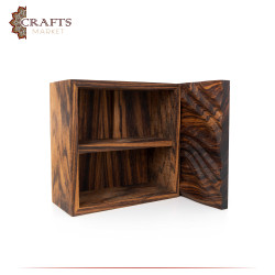 Handmade Due-Color Wooden Box with a Wave Design.