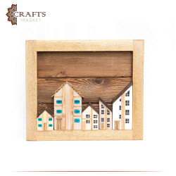  Handmade Duo-Color Wooden Painting with a City Design
