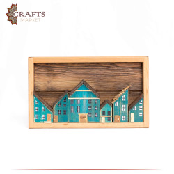  Handmade Duo-Color Wooden Painting with a City Design