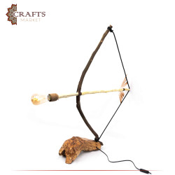 Handmade Duo-Color Woods Table Lamp with an Arc Design, For Home Décor
