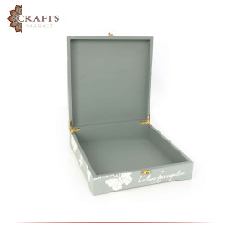 Handmade Duo-Color Wooden Box with a Flowers design