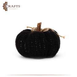 Handmade Black Wool Crochet Table Decor Pumpkin Design