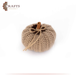 Handmade Beige Wool Crochet Table Decor Pumpkin Design