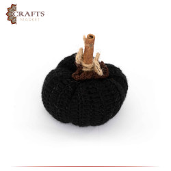 Handmade Black Wool Crochet Table Decor Pumpkin Design