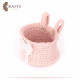 Handmade Pink Kilim Cotton Yarn Crochet Basket with a Modern Design Handmade Pink Kilim Cotton Yarn Crochet Basket with a Modern Design