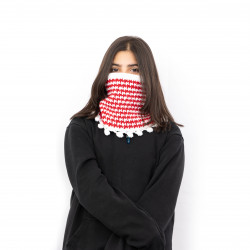 Hand-knitted Duo-Color Wool Closed Winter Scarf with a Jordanian Shemagh Design
