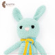 Hand-knitted green Cotton Stuffed Doll in the shape of a Rabbit