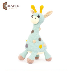 Hand-knitted Green Velvet Stuffed Doll in the shape of a (Shams The Giraffe)