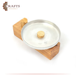 Handmade Olive Wood and Aluminum Cigar Tray with a modern design