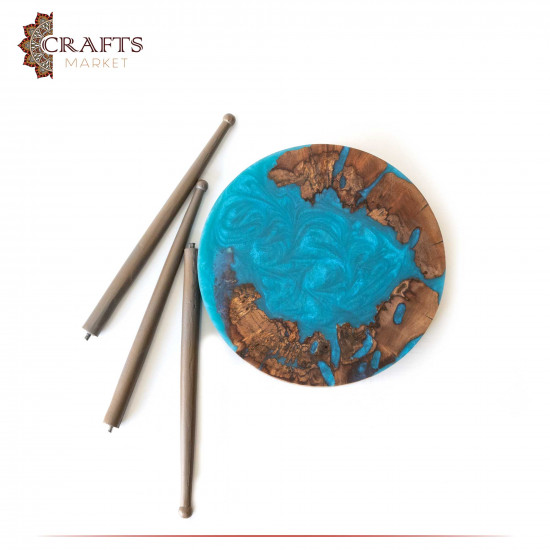 Handmade Woods and Resin Table Set, 3PCs Handmade Woods and Resin Table Set, 3PCs