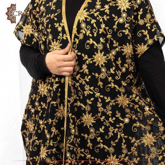 Hand-embroidered Duo-Color Georgette Women's Abaya in Indian Design Hand-embroidered Duo-Color Georgette Women's Abaya in Indian Design