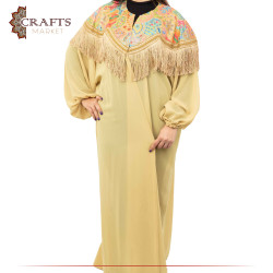 Hand-embroidered Mustard Women's Abaya in Modern Indian Design