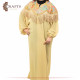 Hand-embroidered Mustard Women's Abaya in Modern Indian Design Hand-embroidered Mustard Women's Abaya in Modern Indian Design