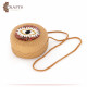 Handmade Shoulder Straw Women's Bag in Camel Color with an Eye Design Handmade Shoulder Straw Women's Bag in Camel Color with an Eye Design