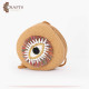Handmade Shoulder Straw Women's Bag in Camel Color with an Eye Design Handmade Shoulder Straw Women's Bag in Camel Color with an Eye Design