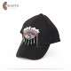 Handmade Black Fabric Woman's Cap with an Eye Design