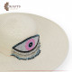 Handmade Beige straw hat with an eye design