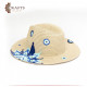Handmade Beige straw hat with blue eyes design Handmade Beige straw hat with blue eyes design