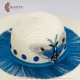 Handmade Beige straw hat with butterfly design Handmade Beige straw hat with butterfly design