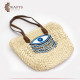 Handmade Beige and Brown straw bag with eye design