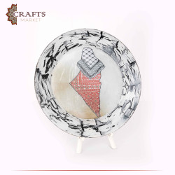 Hand-decorated Glass Dish, Table Decor with decoupage Art in aPalestine design