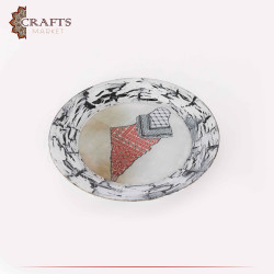 Hand-decorated Glass Dish, Table Decor with decoupage Art in aPalestine design