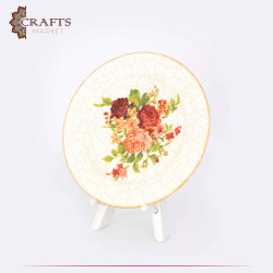 Hand-decorated Glass Dish, Table Decor with decoupage Art in aRoses design