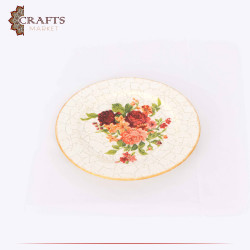 Hand-decorated Glass Dish, Table Decor with decoupage Art in aRoses design