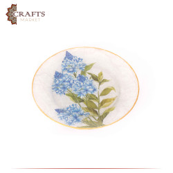 Hand-decorated Glass Dish, Table Decor with decoupage Art in a Blue Roses design
