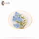 Hand-decorated Glass Dish, Table Decor with decoupage Art in a Blue Roses design Hand-decorated Glass Dish, Table Decor with decoupage Art in a Blue Roses design