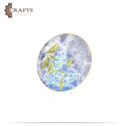 Hand-decorated Glass Dish, Table Decor with decoupage Art in a Blue Roses design