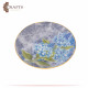 Hand-decorated Glass Dish, Table Decor with decoupage Art in a Blue Roses design Hand-decorated Glass Dish, Table Decor with decoupage Art in a Blue Roses design