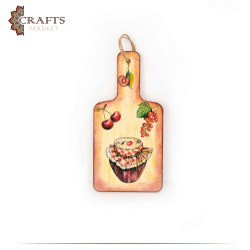 Wooden kitchen wall hanging decorated with decoupage art, Cherry design