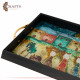 Hand-decorated Plastic & Wood Tray with the Village Design Hand-decorated Plastic & Wood Tray with the Village Design