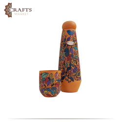 Handmade Water Pottery Set Decorated with Multi-color Decorations, 2 PCs
