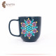 Hand-Decorated Navy & Dark Turquoise Porcelain Mug with Mandala Design Hand-Decorated Navy & Dark Turquoise Porcelain Mug with Mandala Design