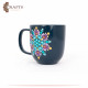 Hand-Decorated Navy & Dark Turquoise Porcelain Mug with Mandala Design Hand-Decorated Navy & Dark Turquoise Porcelain Mug with Mandala Design