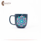 Hand-Decorated Navy & Dark Turquoise Porcelain Mug with Mandala Design Hand-Decorated Navy & Dark Turquoise Porcelain Mug with Mandala Design