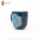 Hand-Decorated Navy & Dark Turquoise Porcelain Mug with Mandala Design Hand-Decorated Navy & Dark Turquoise Porcelain Mug with Mandala Design