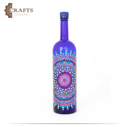 Hand Painted Acrylic Bottle Table Decor Mandala Design
