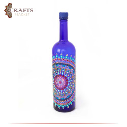 Hand Painted Acrylic Bottle Table Decor Mandala Design