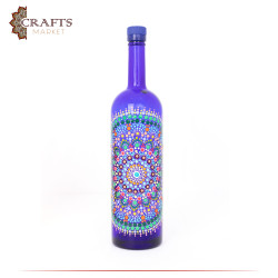 Hand Painted Acrylic Bottle Table Decor Mandala Design